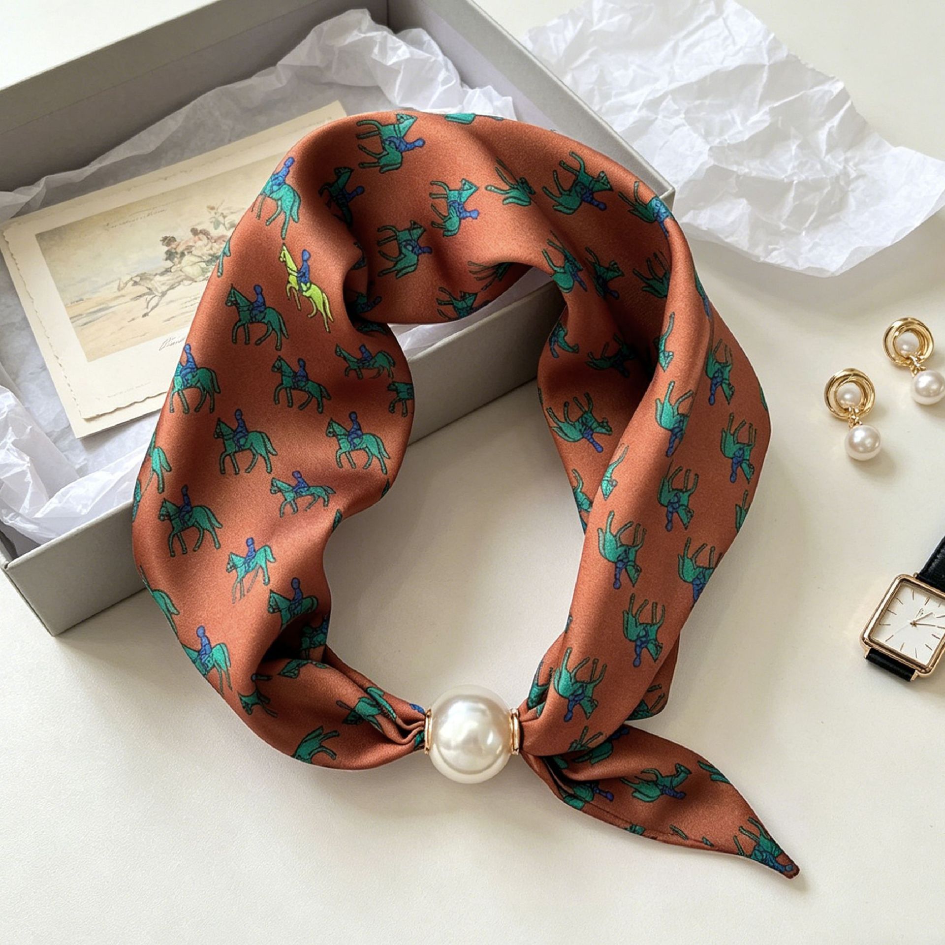 Face Scarf Mask - Syal Magnetik Mutiara Ksatria Mewah Wanita