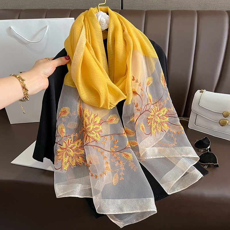 Woven Scarf Blanket - Syal Sutra Solid Musim Semi Musim